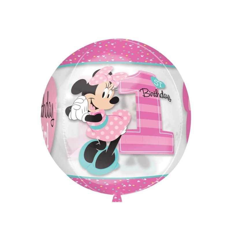 BALLON ORBZ SEE THRU MINNIE FIRST BIRTHDAY 38X40 CM