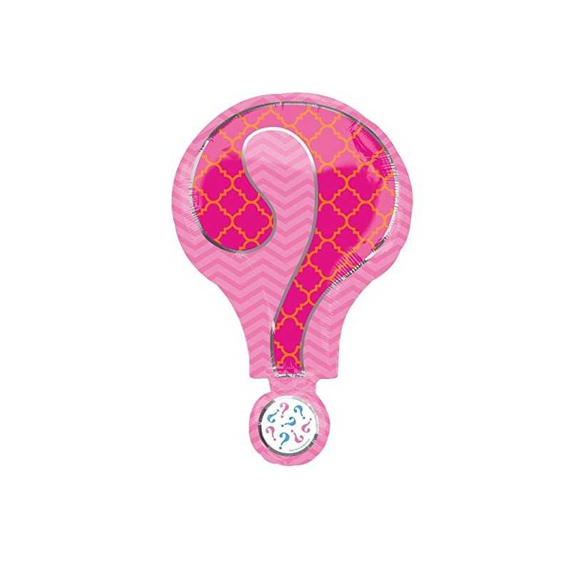 BALLON METALLIQUE POINT D'INTERROGATION ROSE ET BLEU 71 X 45 CM