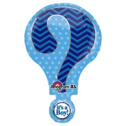 BALLON METALLIQUE POINT D'INTERROGATION ROSE ET BLEU 71 X 45 CM