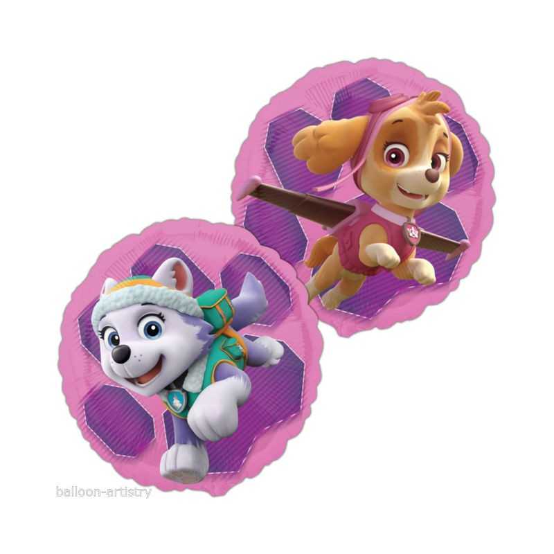 BALLON METALLIQUE ROND PAT PATROUILLE FILLE ROSE 43 CM