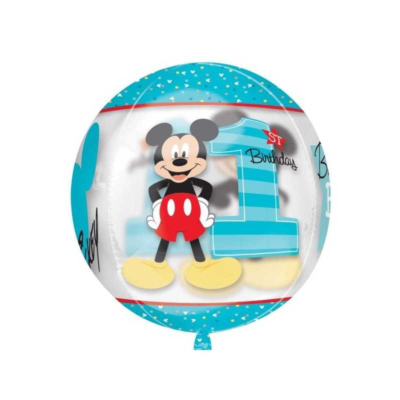 BALLON ORBZ SEE THRU MICKEY FIRST BIRTHDAY 38X40 CM