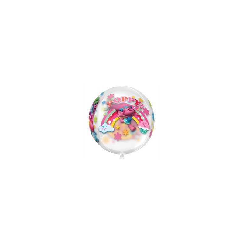 BALLON ORBZ TRANSPARENT TROLLS POPPY 38X40CM