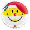 BALLON METALLIQUE ROND TETE PERE NOEL SMILEY 46 CM QUALATEX