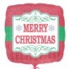 BALLON METALLIQUE CARRE MERRY CHRISTMAS ROUGE ET VERT HOLOGRAPHIC