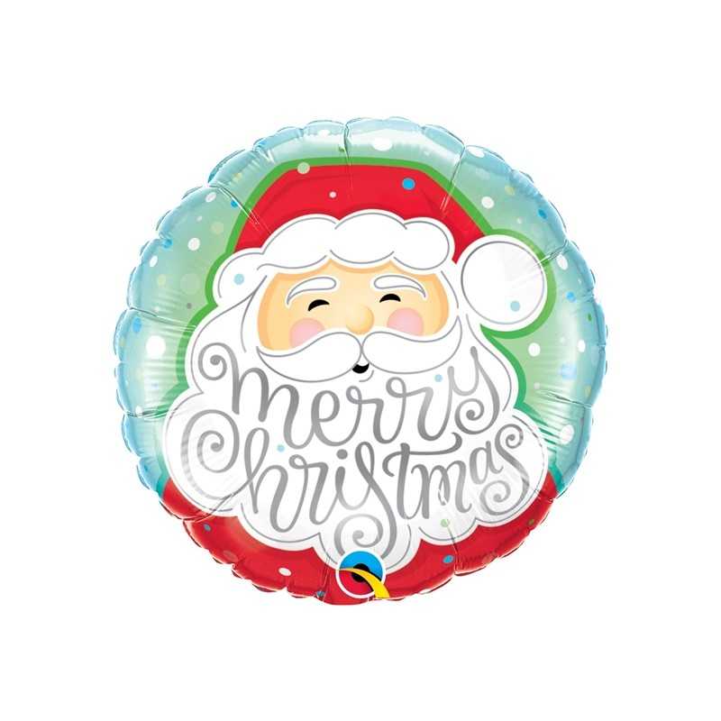 BALLON METALLIQUE ROND QUALATEX PERE NOEL 46 CM