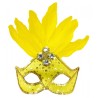 MASQUE JAUNE AVEC PLUME BRESIL
