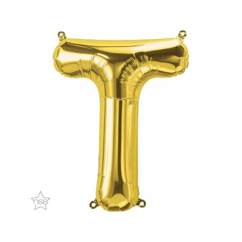 BALLON METALLIQUE LETTRE T OR 86 CM