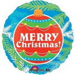 BALLON METALLIQUE ROND MERRY CHRISTMAS 53 CM