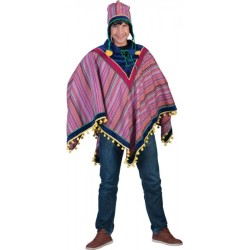 DEGUISEMENT PONCHO+ BONNET PERUVIEN TAILLE UNIQUE