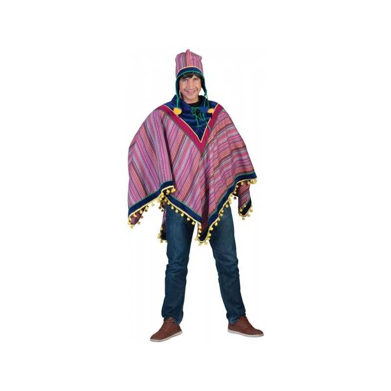 DEGUISEMENT PONCHO+ BONNET PERUVIEN TAILLE UNIQUE 