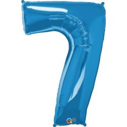 BALLON METALLIQUE CHIFFRE 7 BLEU 86 CM
