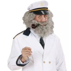 PERRUQUE + BARBE BOUCLE GRISE