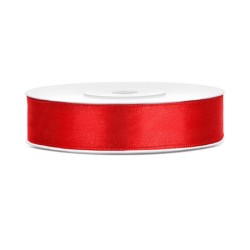 RUBAN SATIN DOUBLE FACE 12 MM ROUGE 25 M