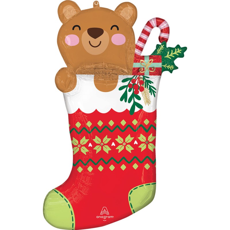 BALLON METALLIQUE CHAUSSETTE DE NOEL 81CM