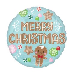 BALLON METALLIQUE ROND 43CM MERRY CHRISTMAS