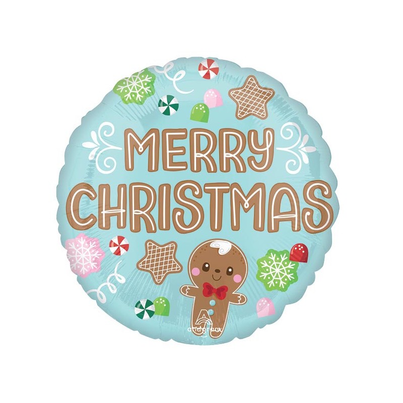 BALLON METALLIQUE ROND 43CM MERRY CHRISTMAS