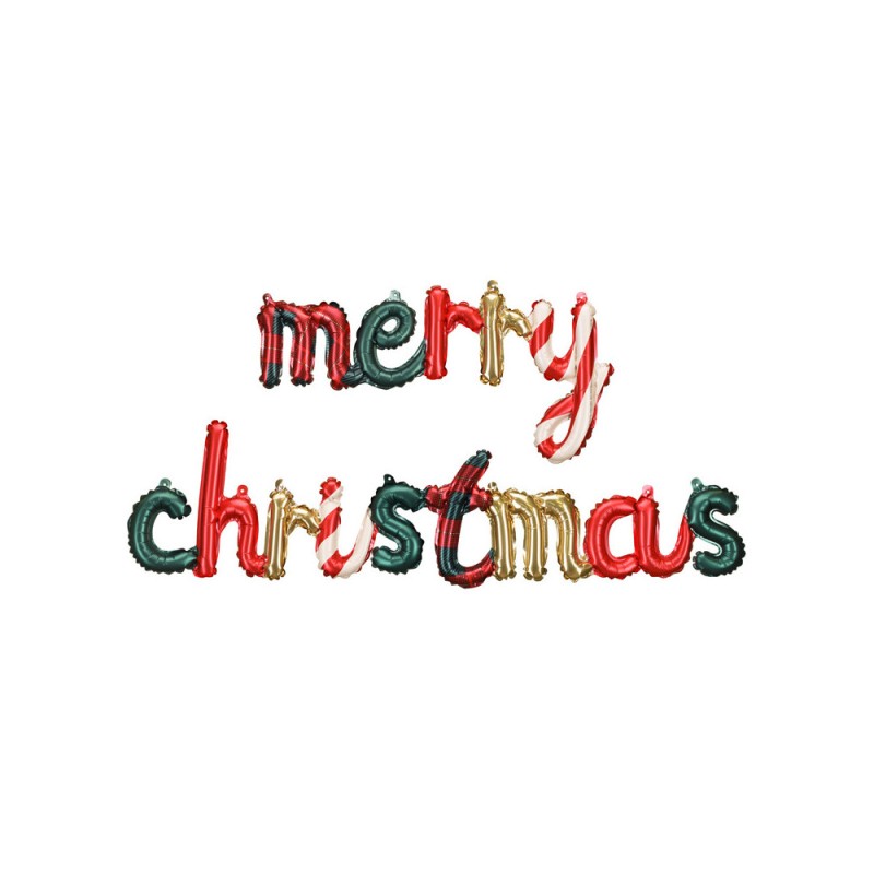 BALLON LETTRES POUR NOEL MERRY CHRISTMAS VERT ROUGE ET OR 143 X 25 CM
