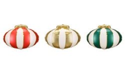 BALLON METALLIQUE BOULES DE NOEL ROUGE VERT ET OR 3 BOULES 42 X 46 CM