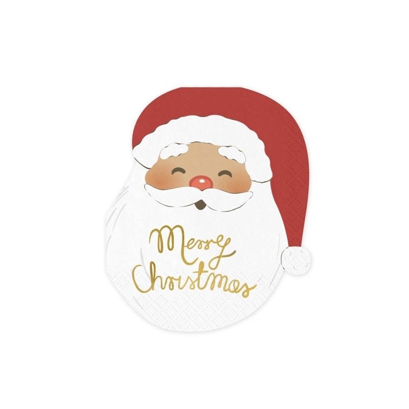 12 SERVIETTES TETE DE PERE NOEL MERRY CHRISTMAS 16 X 13.4 CM FERMEE