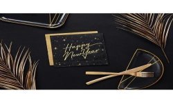 20 SERVIETTES NOIR ET OR HAPPY NEW YEAR 33 X 33 CM 