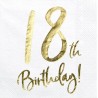 20 SERVIETTES BLANC 18 TH BIRTHDAY OR 33 X 33 CM