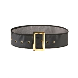 CEINTURE NOIRE LARGE BOUCLE DOREE