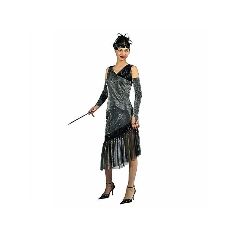 DEGUISEMENT CHARLESTONE GRISE ROBE LONGUE TAILLE 42-44