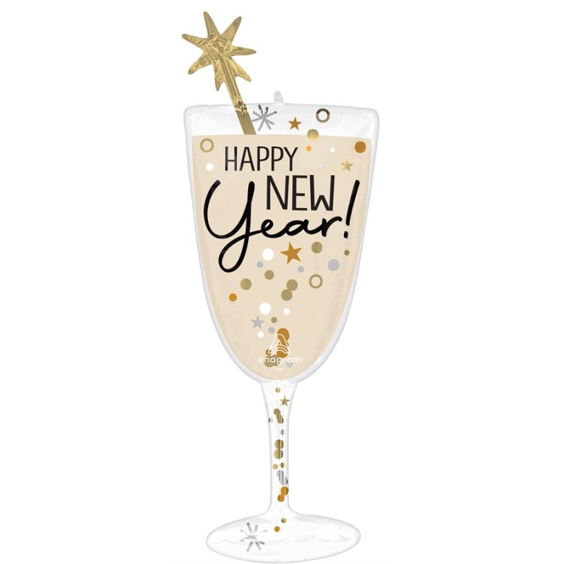 BALLON METALLIQUE 101 CM COUPE DE CHAMPAGNE