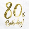 20 SERVIETTES BLANC 80 TH BIRTHDAY OR 33 X 33 CM
