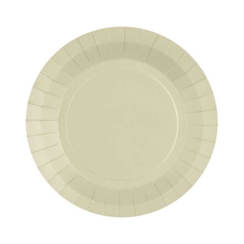 10 ASSIETTES CARTON RONDE CREME OU SABLE 18 CM 