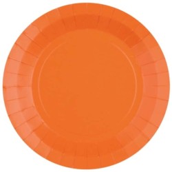 10 ASSIETTES CARTON RONDE ORANGE 18 CM