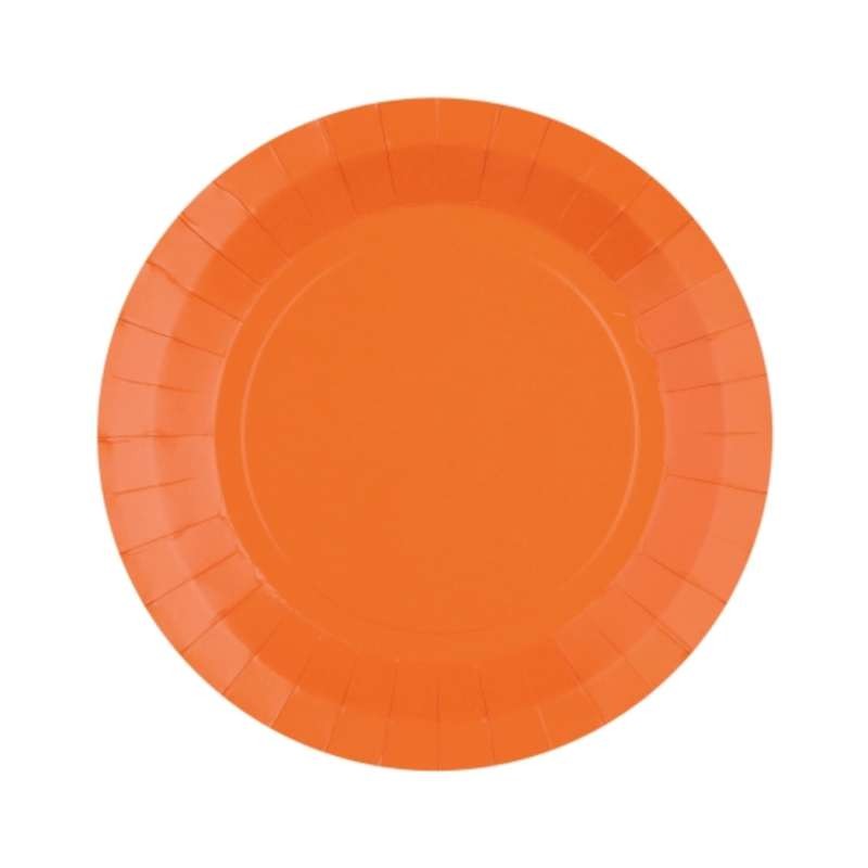 10 ASSIETTES CARTON RONDE ORANGE 18 CM