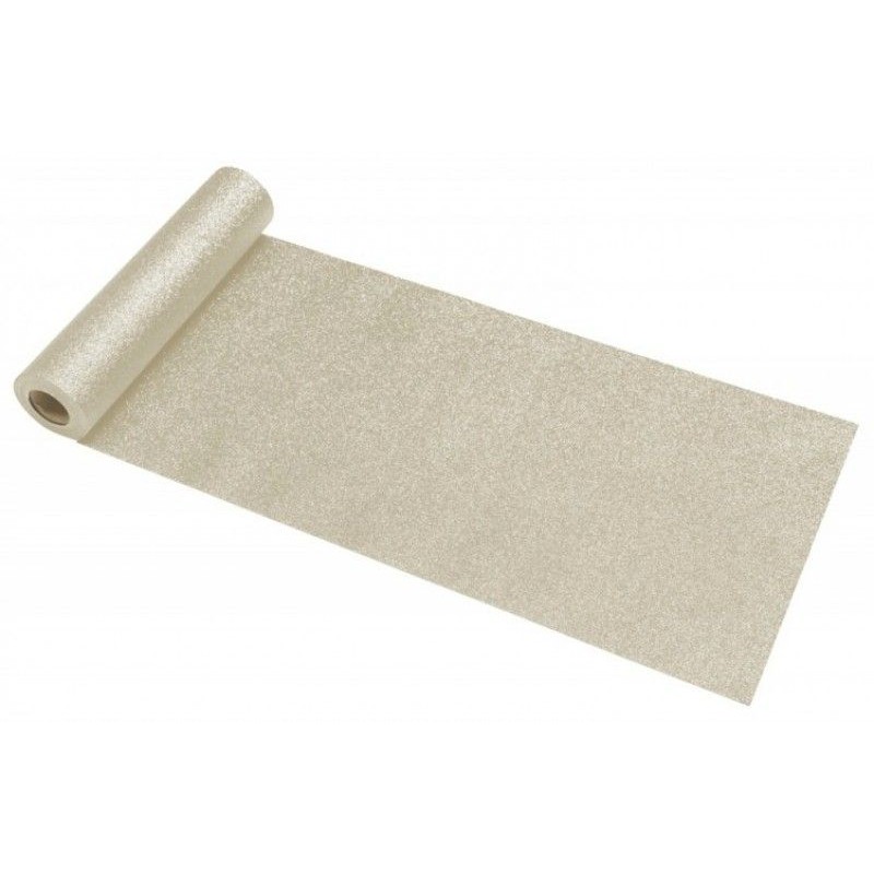 CHEMIN DE TABLE PAILLETTES PREMIUN PLATINE 30 CM X 5 M