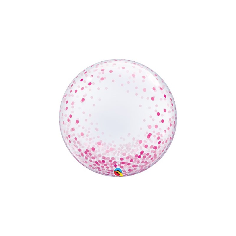 BALLON BUBBLES DECO CONFETTIS ROSES 61 CM