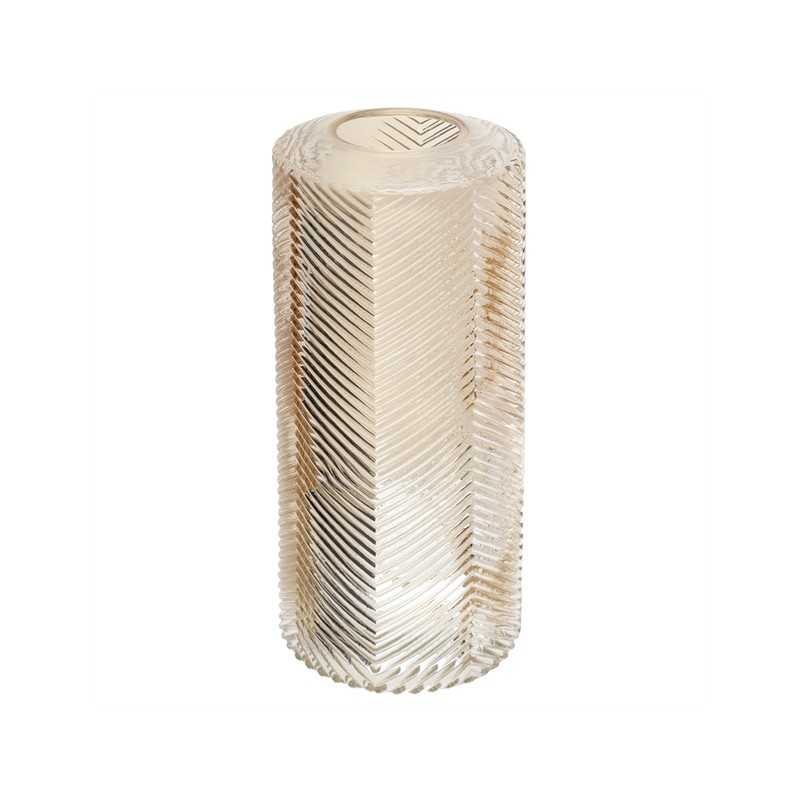 GRAND VASE COULEUR AMBREE GEOMETRIQUE DIAM 7.5 CM HAUT 17 CM