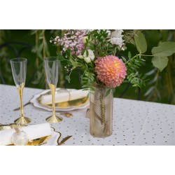 GRAND VASE COULEUR AMBREE GEOMETRIQUE DIAM 7.5 CM HAUT 17 CM