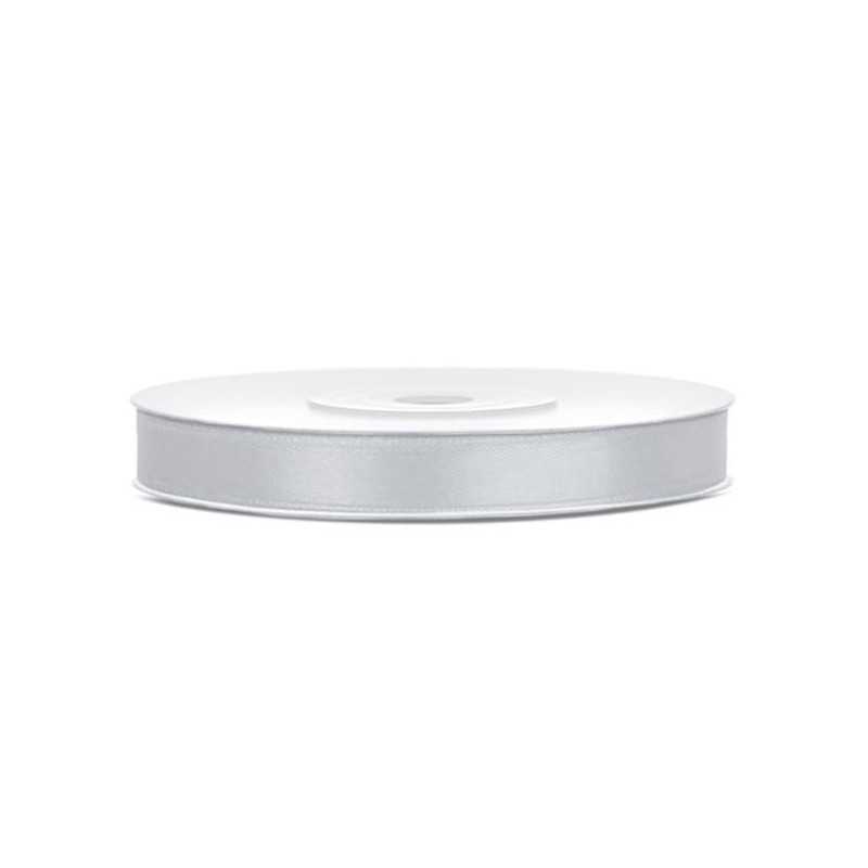 RUBAN SATIN DOUBLE FACE 6 MM ARGENT 25 M