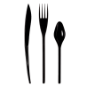 30 COUVERTS PLASTIQUES NOIR 10 FOURCHETTES 10 COUTEAUX 10 PETITES CUILLERES