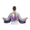 VESTE A SEQUINS ET MANCHES A FRANGES VIOLET IRISE TAILLE M