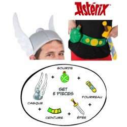 SET 5 PIECES ASTERIX ENFANT - ASTERIX® TU CASQUE CEINTURE GOURDE EPEE FOURREAU