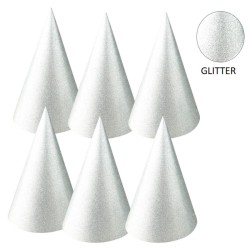 6 CHAPEAUX DE FETE GLITTER ARGENT PAILLETTE