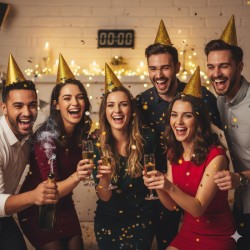 6 CHAPEAUX DE FETE GLITTER OR PAILLETTE