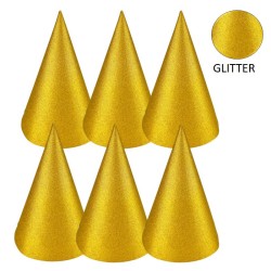 6 CHAPEAUX DE FETE GLITTER OR PAILLETTE