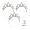 3 TIARES COURONNES OU DIADEMES DE FETE GLITTER ARGENT PAILLETTE