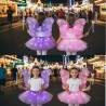 SET AILES + TUTU PAPILLON LUMINEUX LED ROSE +SERRE TETE + BAGUETTE