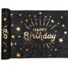 CHEMIN DE TABLE NOIR AVEC HAPPY BIRTHDAY OR 5 METRES 