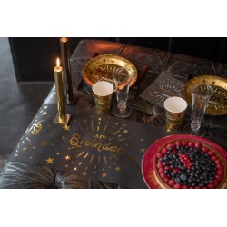 CHEMIN DE TABLE NOIR AVEC HAPPY BIRTHDAY OR 5 METRES 