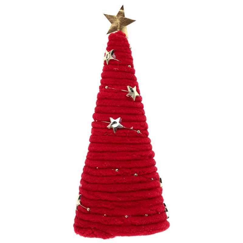DECORATION SAPIN DE NOEL COSY ROUGE 6.5 X 18 CM 
