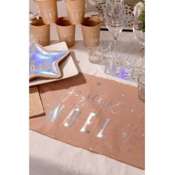 CHEMIN DE TABLE EN LIN JOYEUX NOEL METAL 30 CM X 3 M