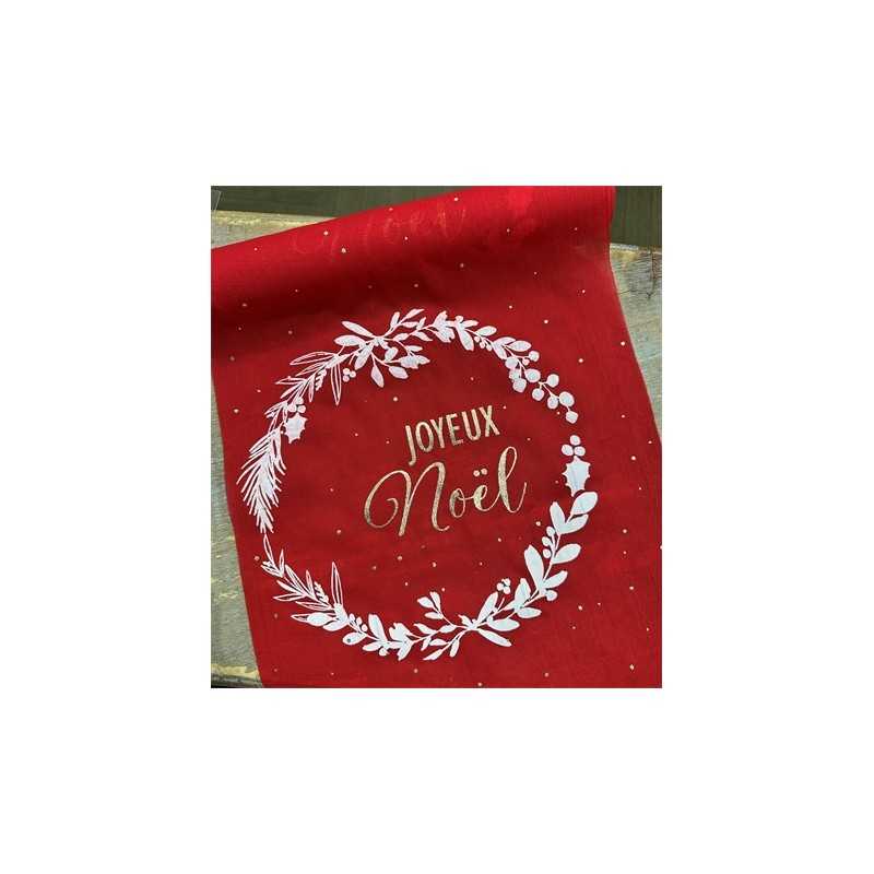 CHEMIN DE TABLE ROUGE ET BLANC NOEL 28 CM X 3 M